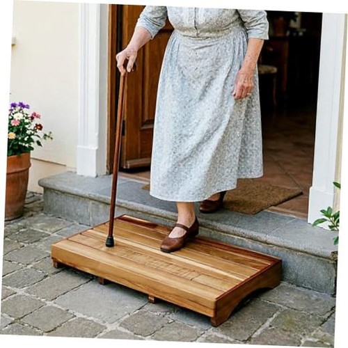 Acacia wood bed step stool - acacia,