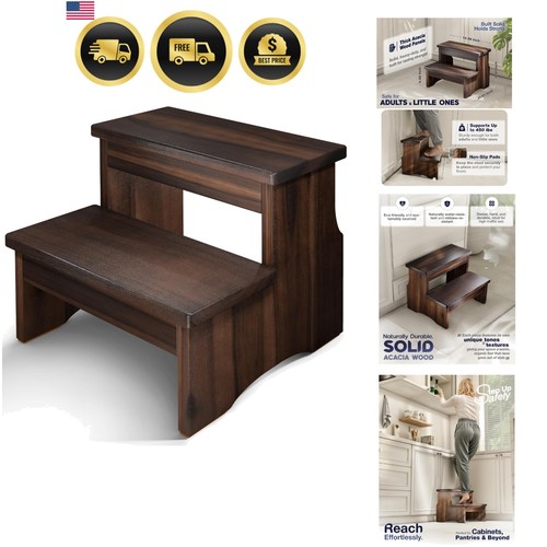 Wooden two step stool heavy - step,